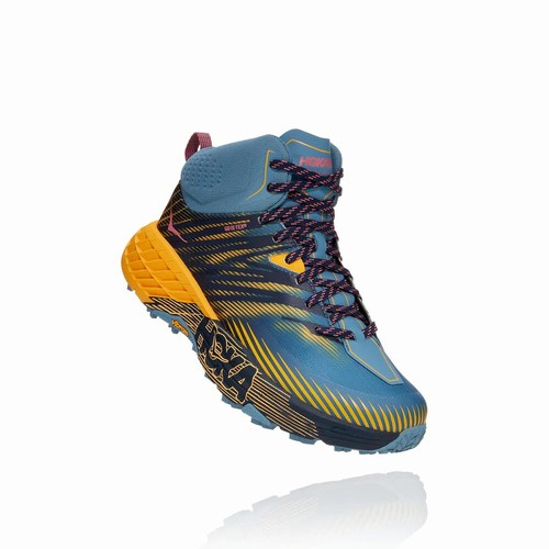 Hoka One One SPEEDGOAT MID 2 GORE-TEX Vegan Shoes For Women India Blue/Orange/Black IN-0835